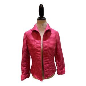Harve Benard Open Front Quilted Blazer Jacket Pink Women's Size 8